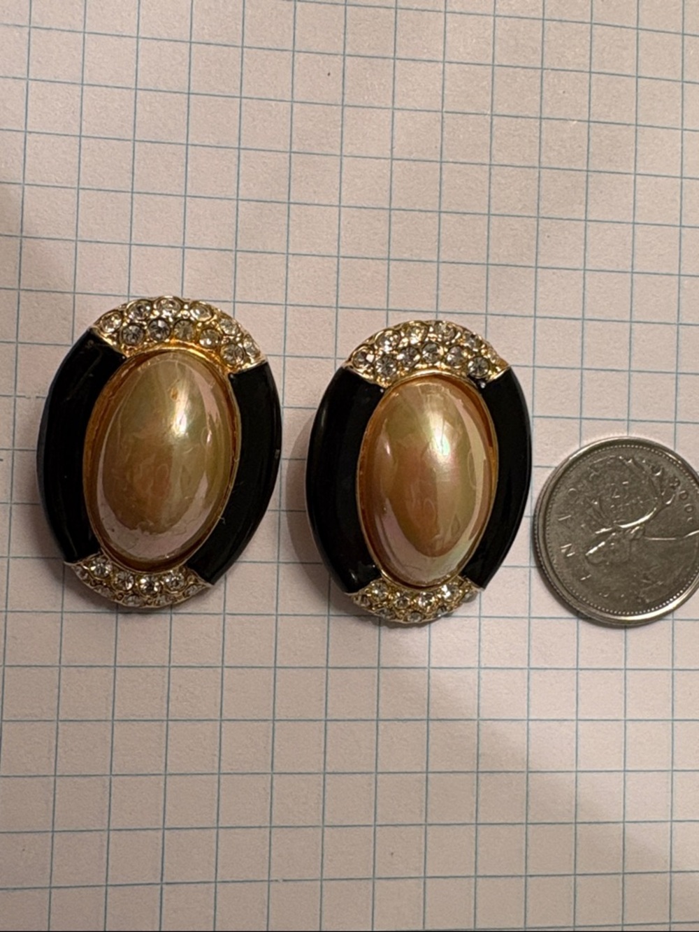 Classic Black and Gold Oval Statement Earrings - Women Jewelry